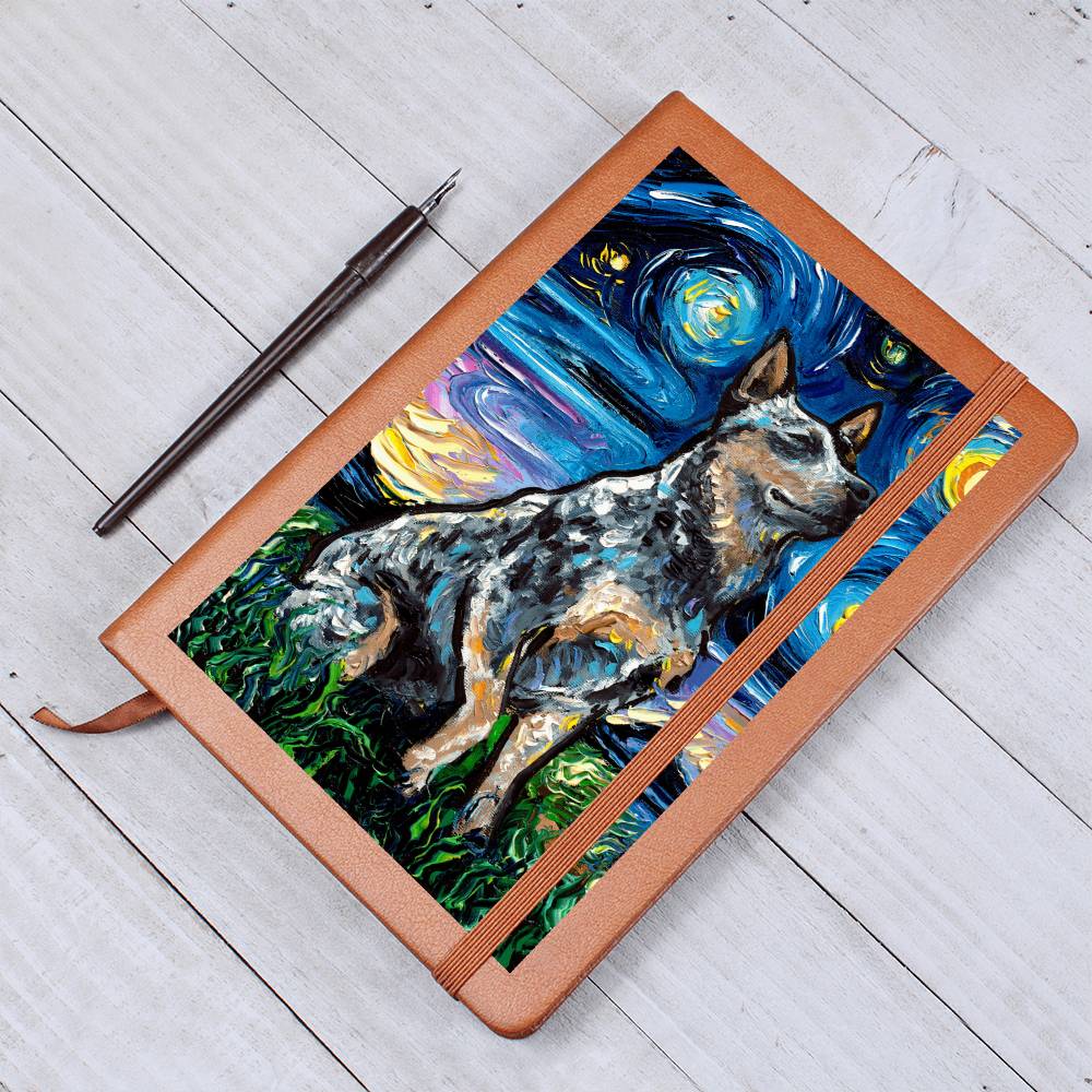 Blue Heeler Starry Night Leather Journal