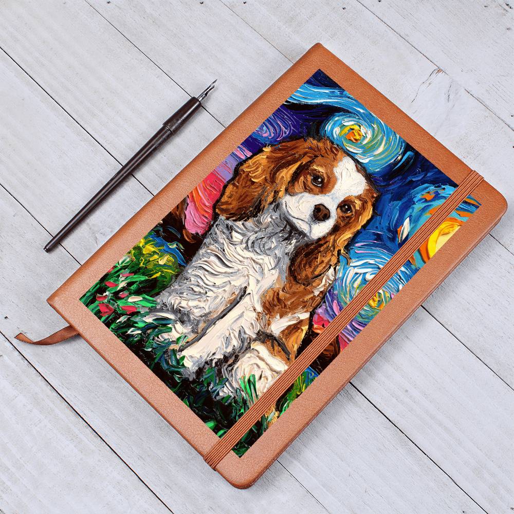 Blenheim Spaniel Starry Night Leather Journal