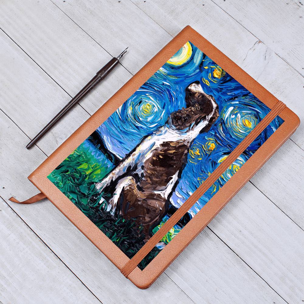 English Springer Spaniel Starry Night Leather Journal