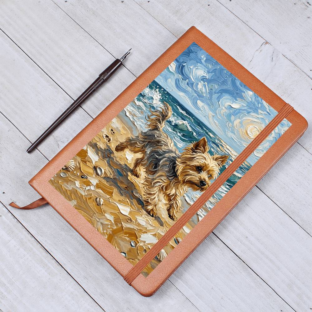 Beach Days - Yorkie Leather Journal