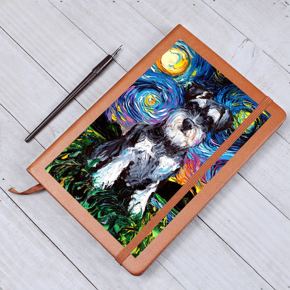Schnauzer Starry Night Leather Journal