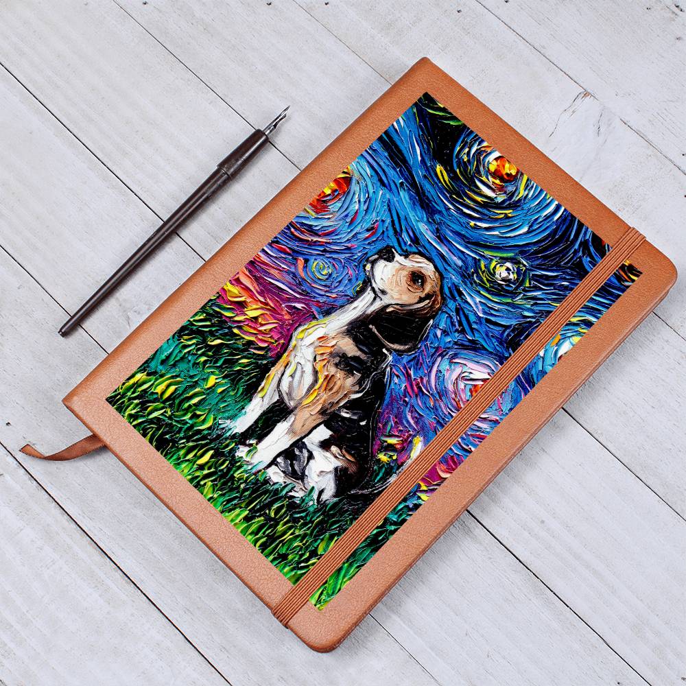 Beagle Starry Night Leather Journal
