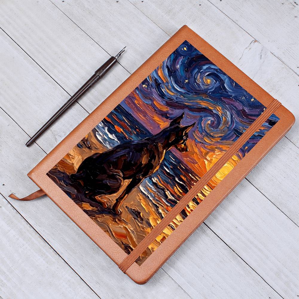 Beach night - Doberman Leather Journal