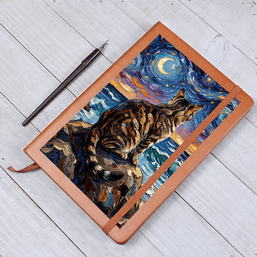 Beach Nights - Brown Tabby Leather Journal
