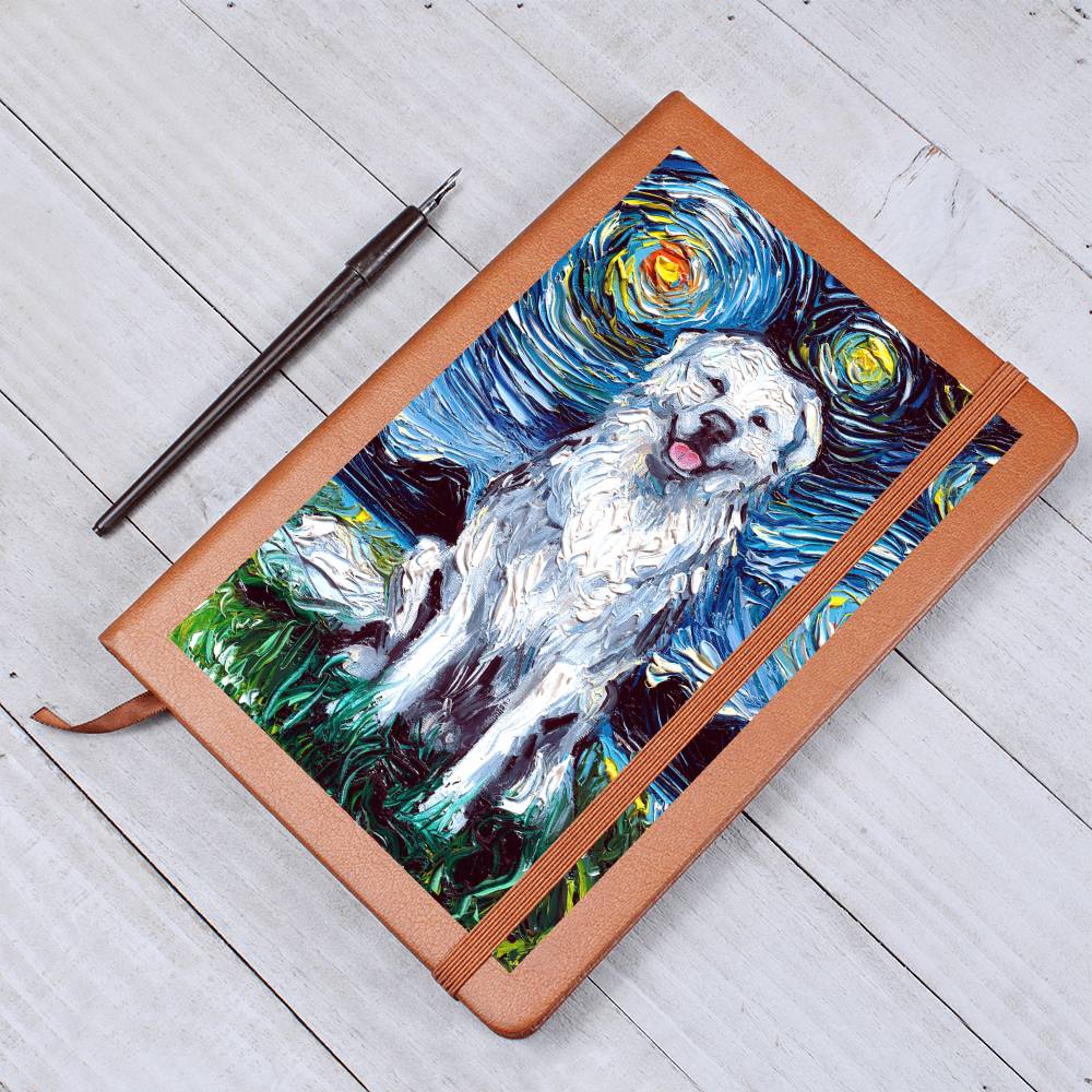 Great Pyrenees Starry Night Leather Journal