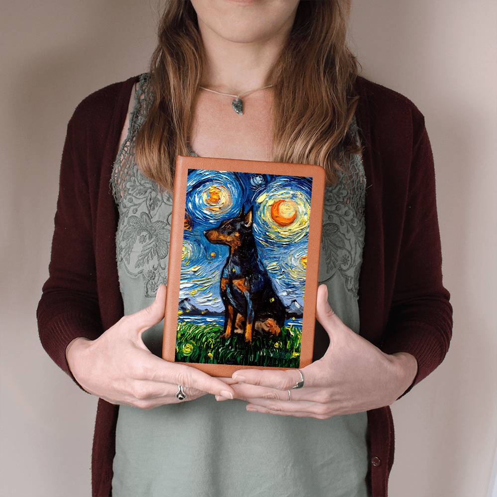 Miniature Pinscher Starry Night Leather Journal