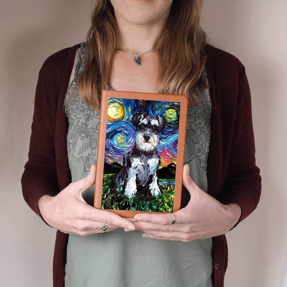 Schnauzer Starry Night Leather Journal