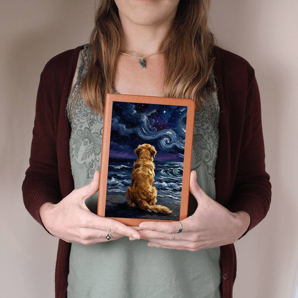 Beach Nights - Golden Retriever Leather Journal