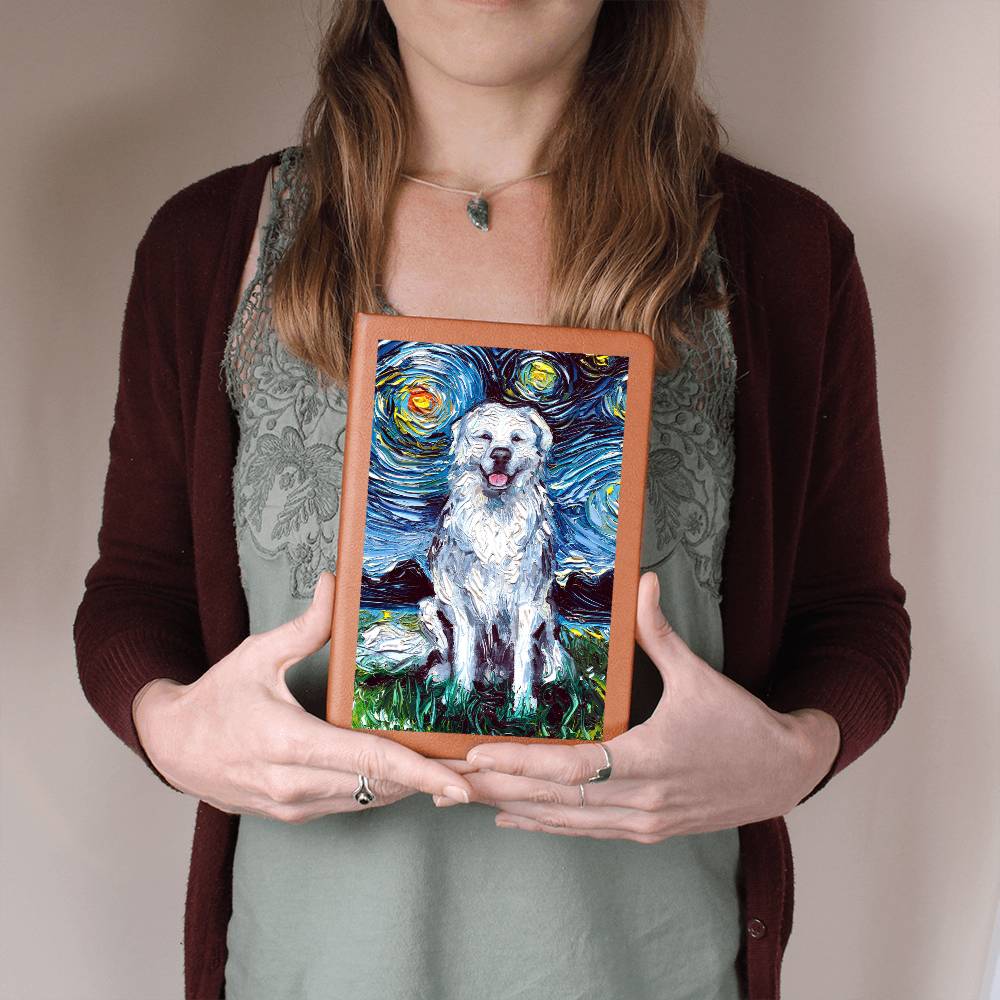 Great Pyrenees Starry Night Leather Journal