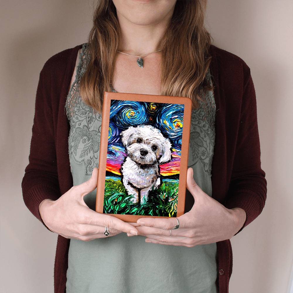 Maltipoo Starry Night Leather Journal