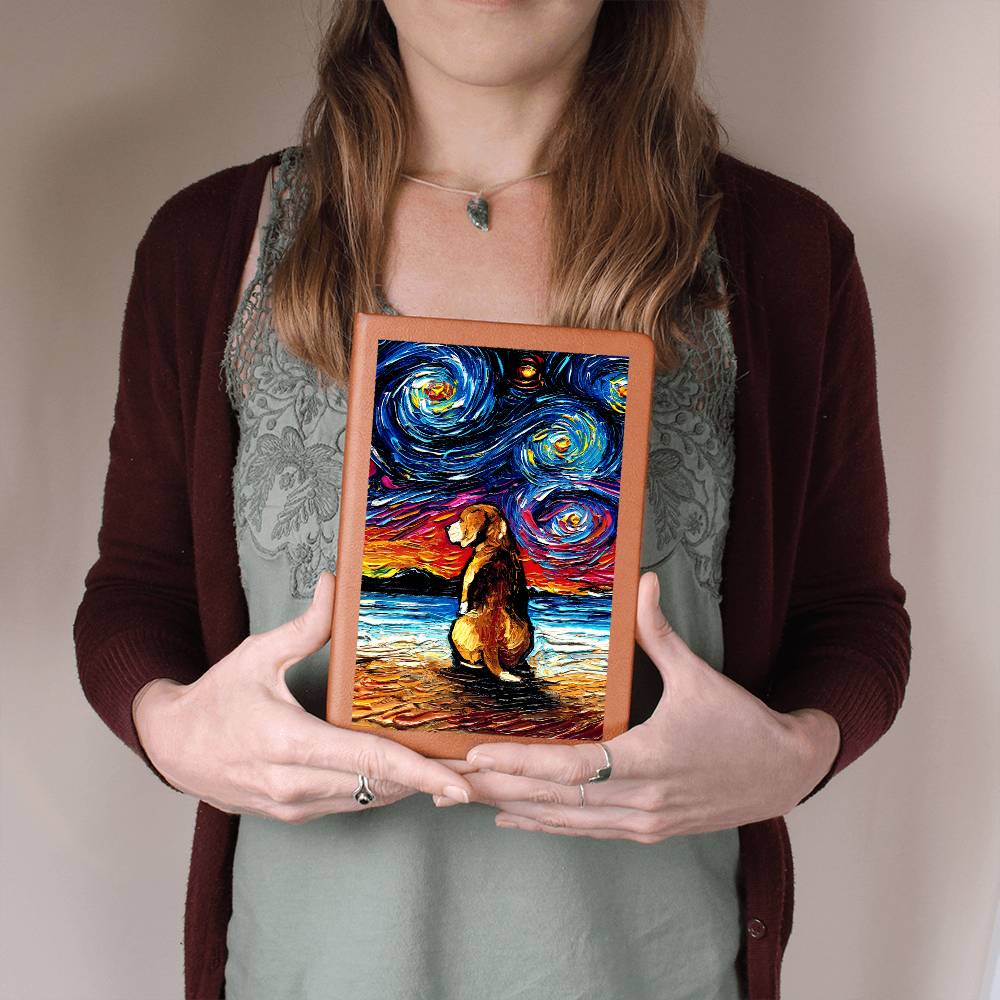 Beach Days - Beagle Starry Night Leather Journal