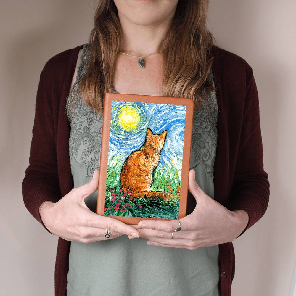 Orange Tabby Spring Morning Leather Journal