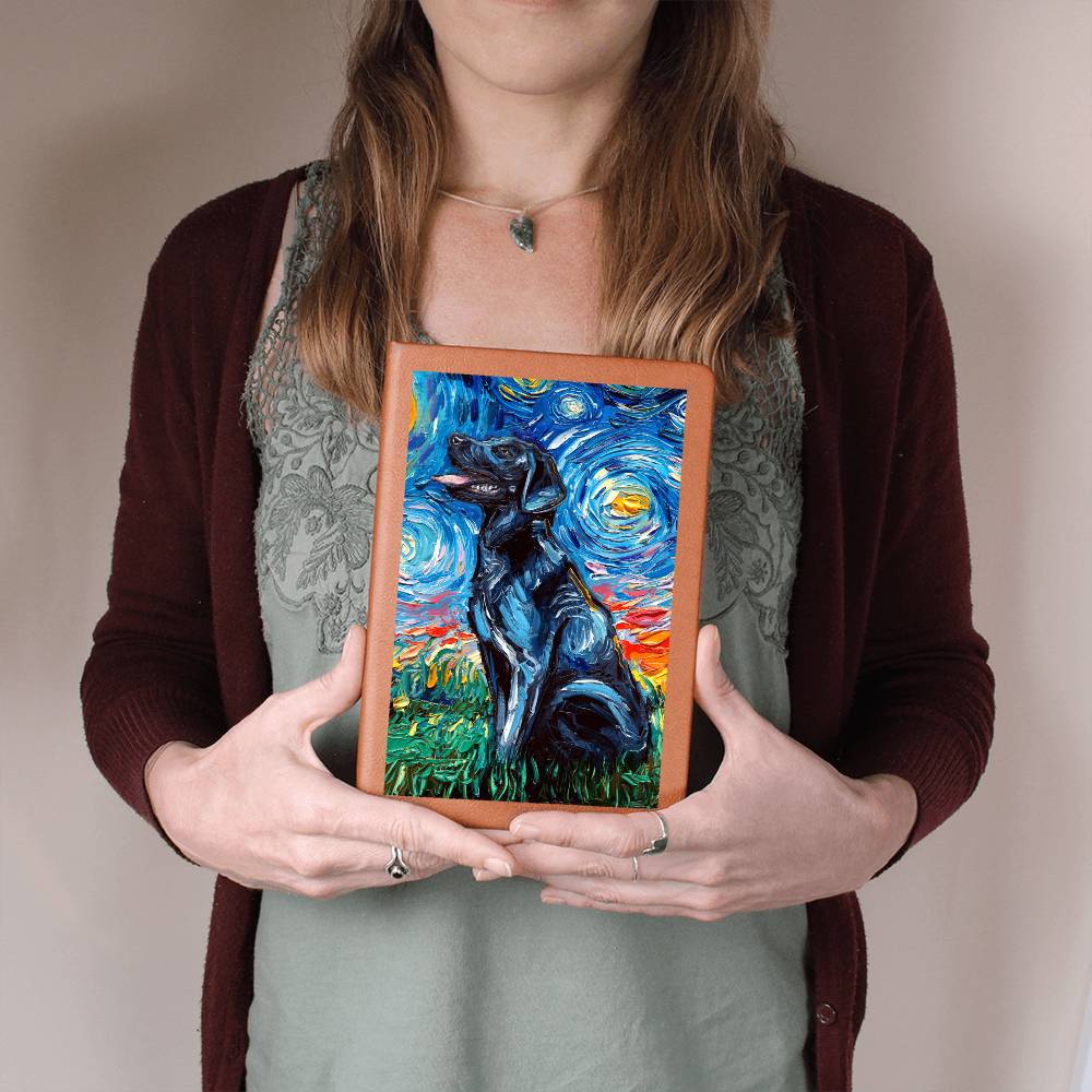 Black Labrador Starry Night Leather Journal