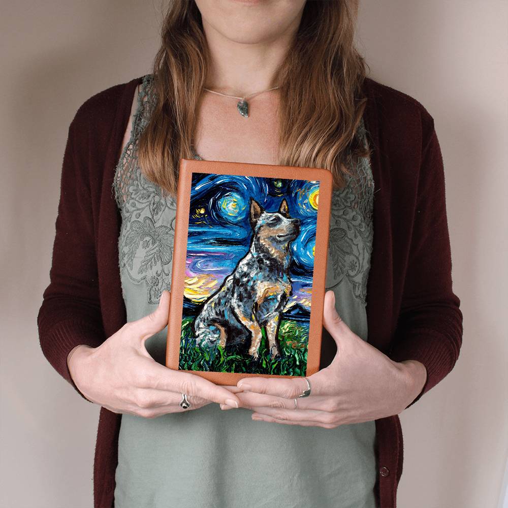 Blue Heeler Starry Night Leather Journal