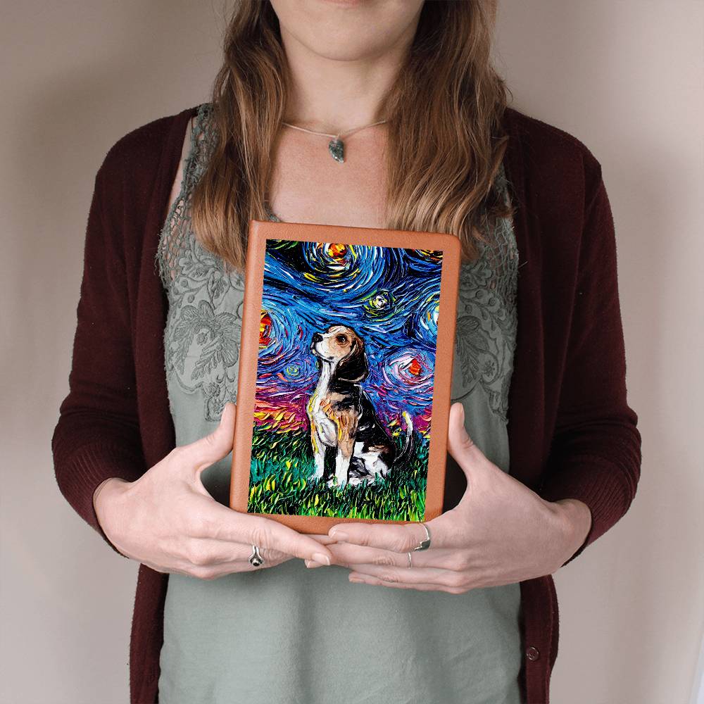 Beagle Starry Night Leather Journal