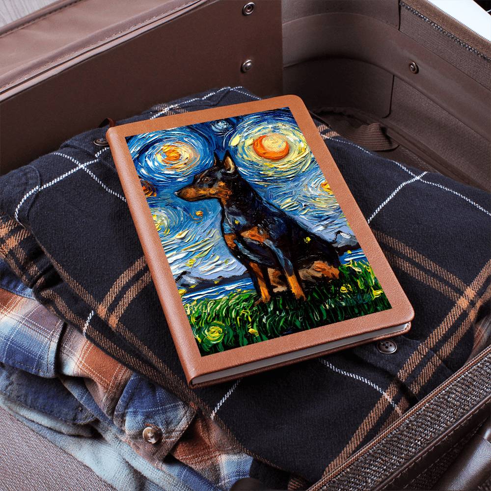 Miniature Pinscher Starry Night Leather Journal