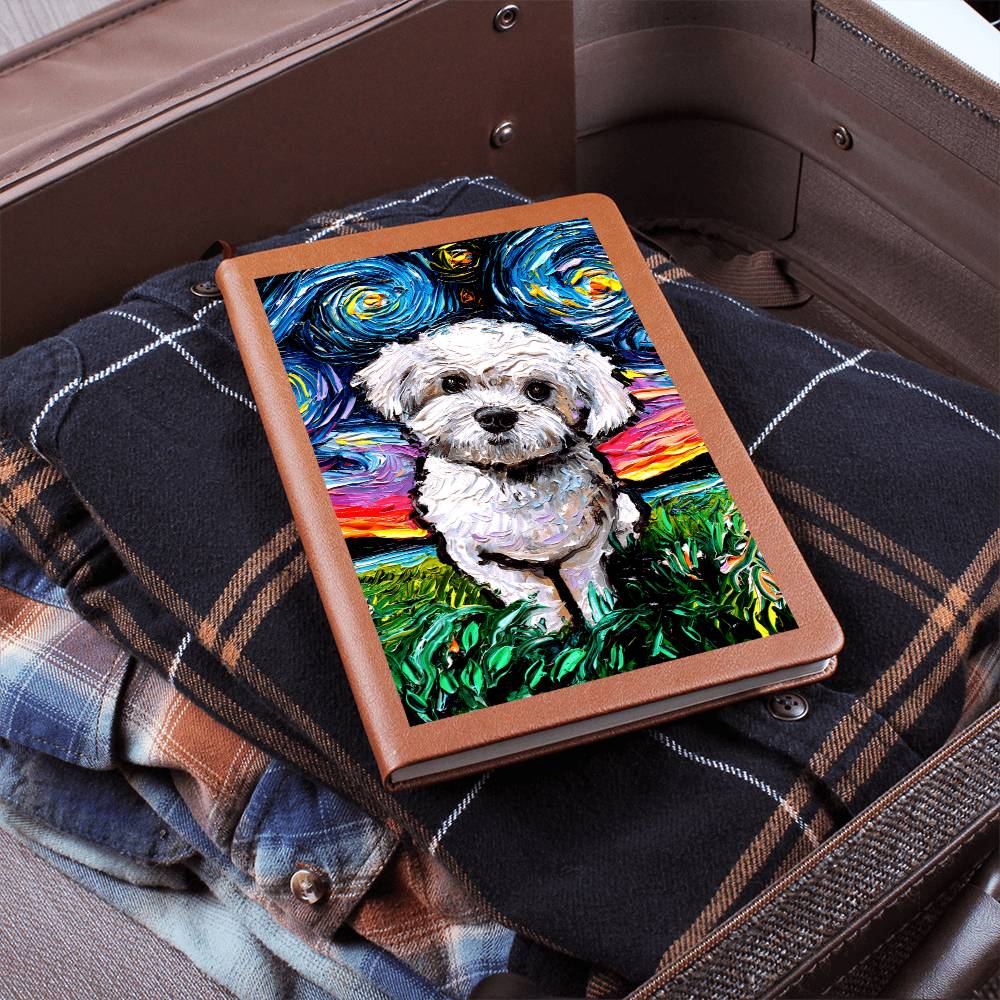 Maltipoo Starry Night Leather Journal