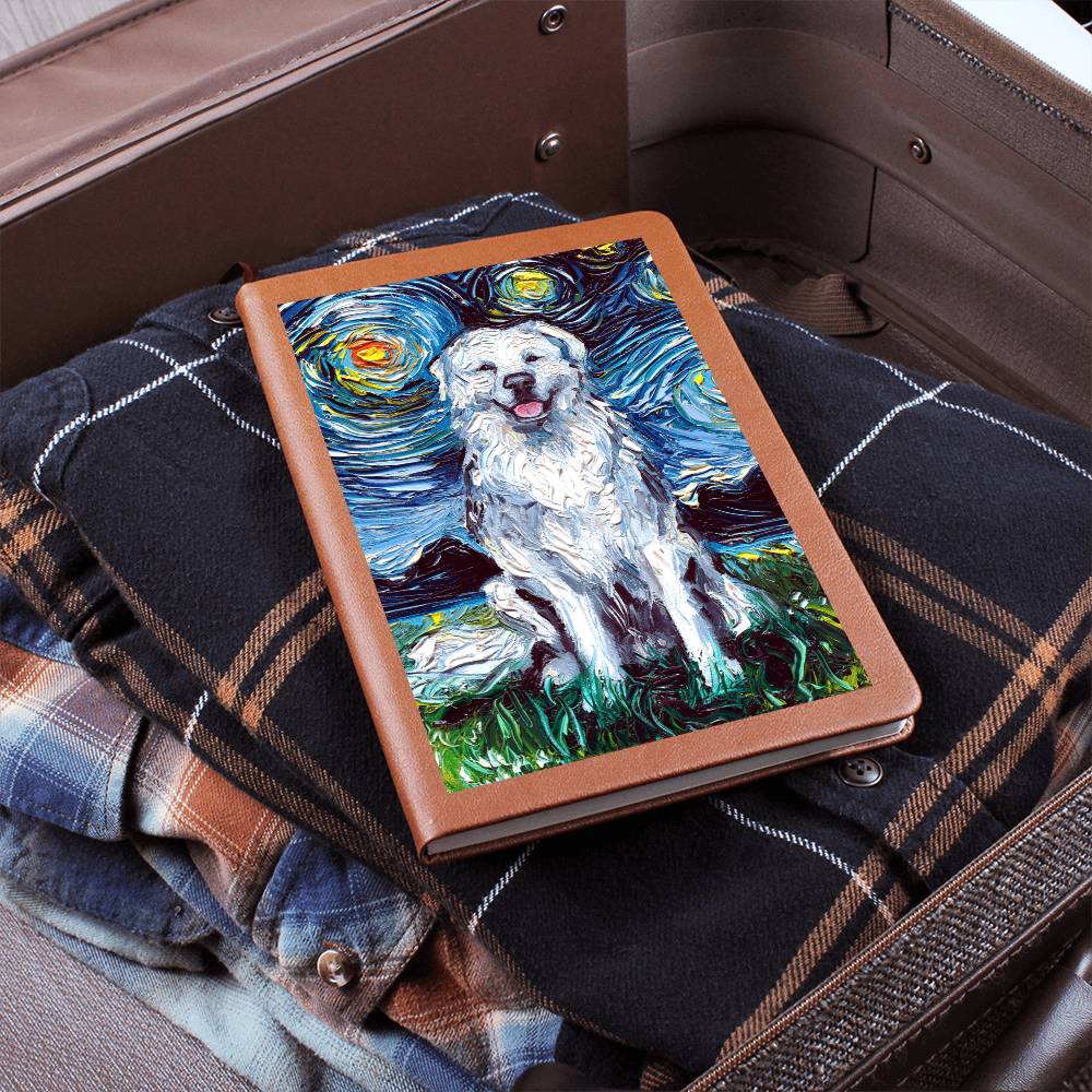 Great Pyrenees Starry Night Leather Journal