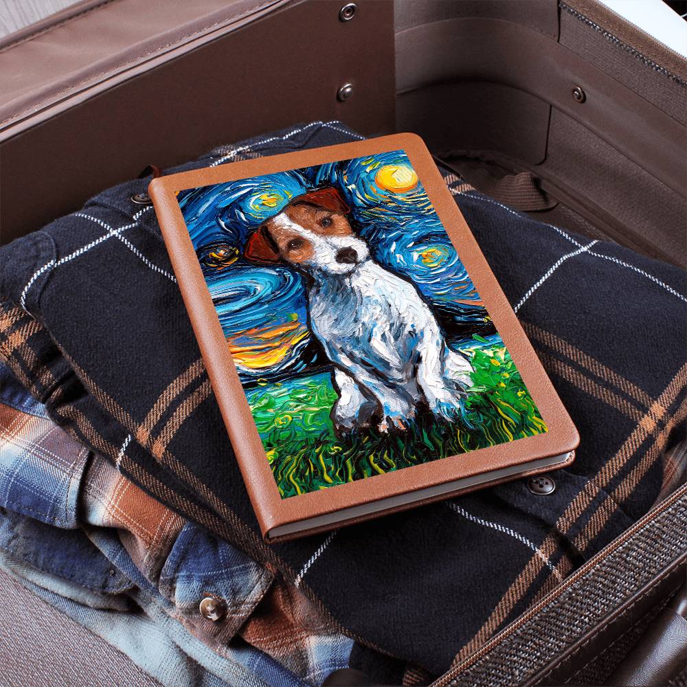 Jack Russell Terrier Starry Night Leather Journal