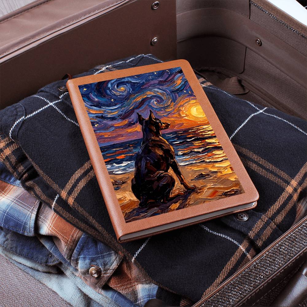 Beach night - Doberman Leather Journal