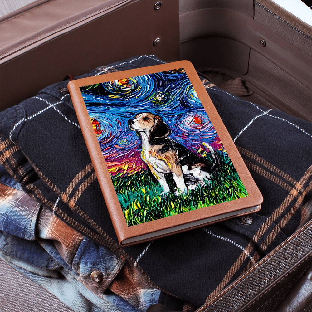 Beagle Starry Night Leather Journal