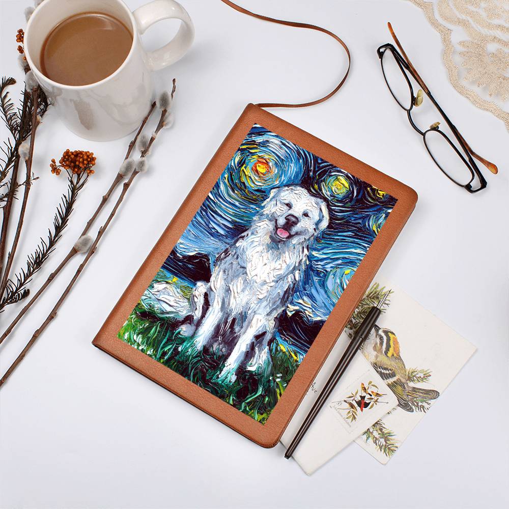 Great Pyrenees Starry Night Leather Journal