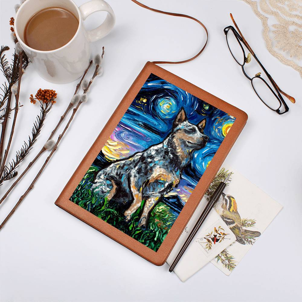 Blue Heeler Starry Night Leather Journal