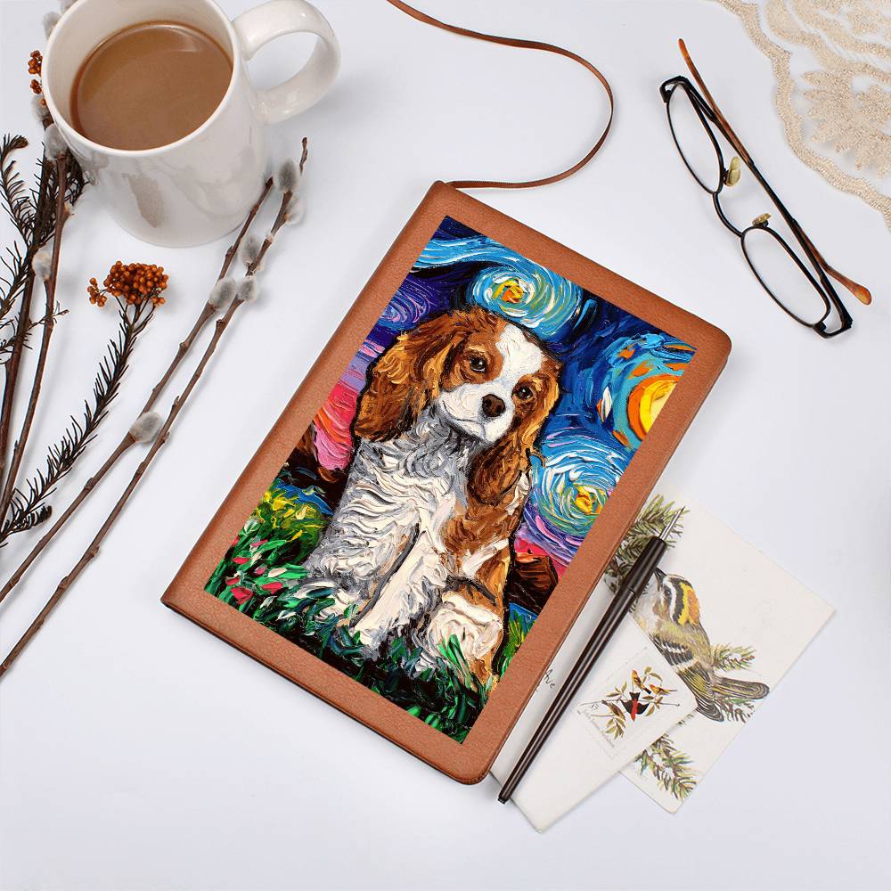 Blenheim Spaniel Starry Night Leather Journal