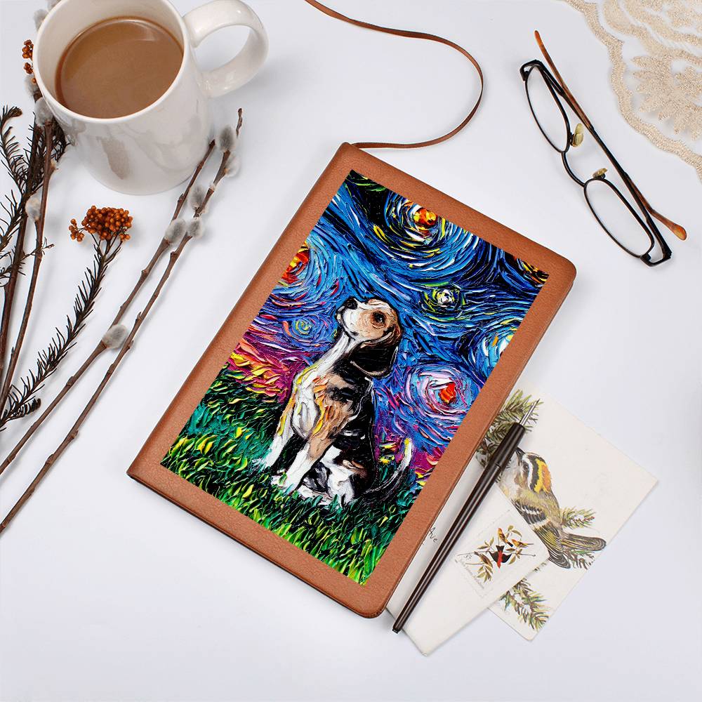 Beagle Starry Night Leather Journal