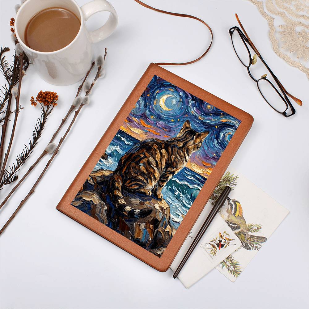 Beach Nights - Brown Tabby Leather Journal