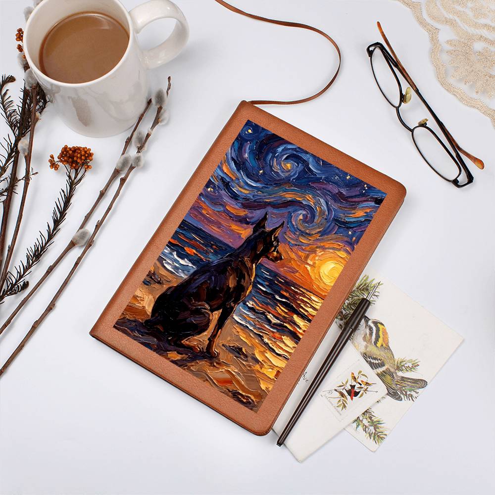 Beach night - Doberman Leather Journal