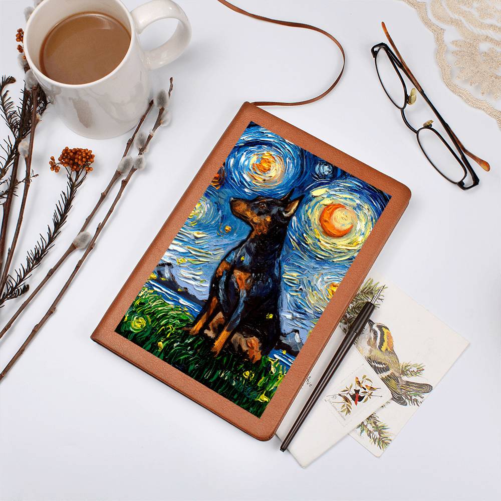 Miniature Pinscher Starry Night Leather Journal