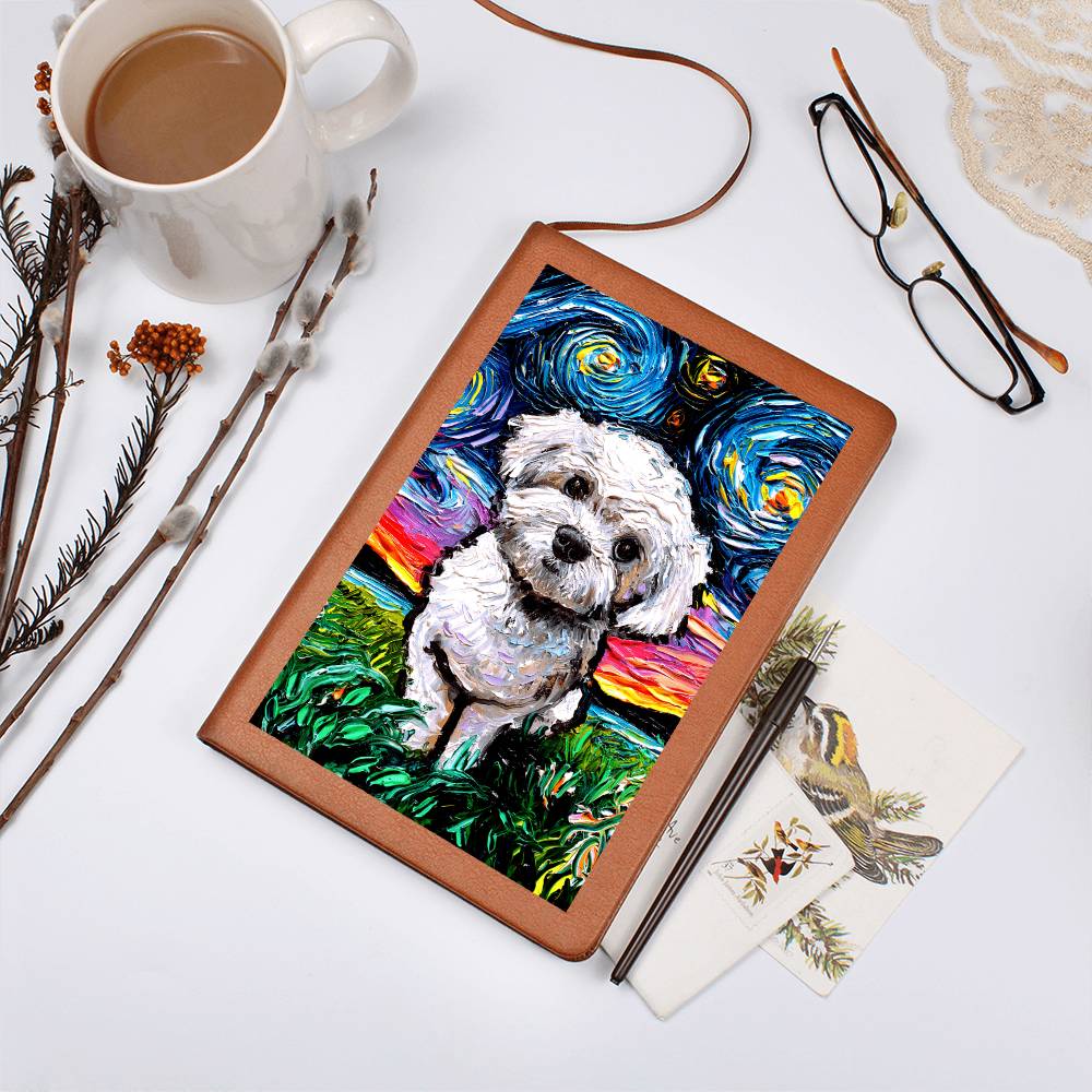 Maltipoo Starry Night Leather Journal