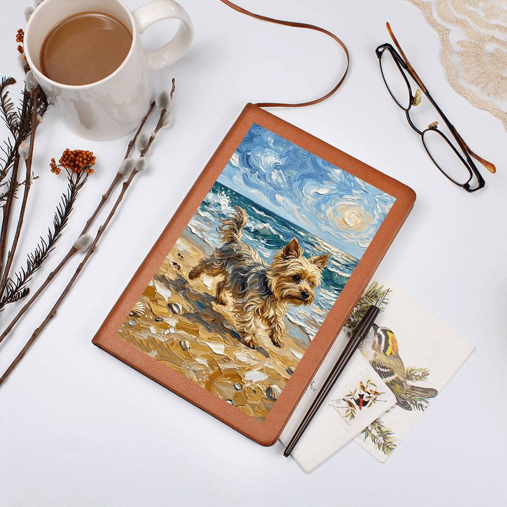 Beach Days - Yorkie Leather Journal