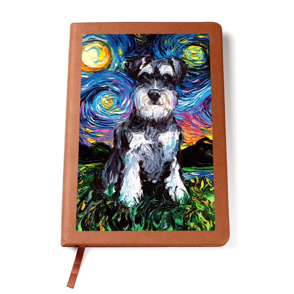 Schnauzer Starry Night Leather Journal