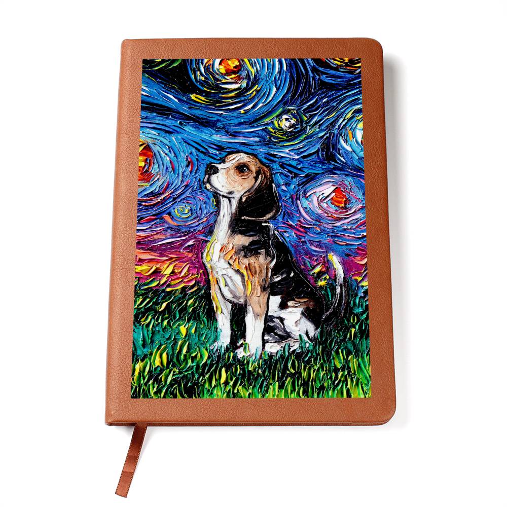 Beagle Starry Night Leather Journal