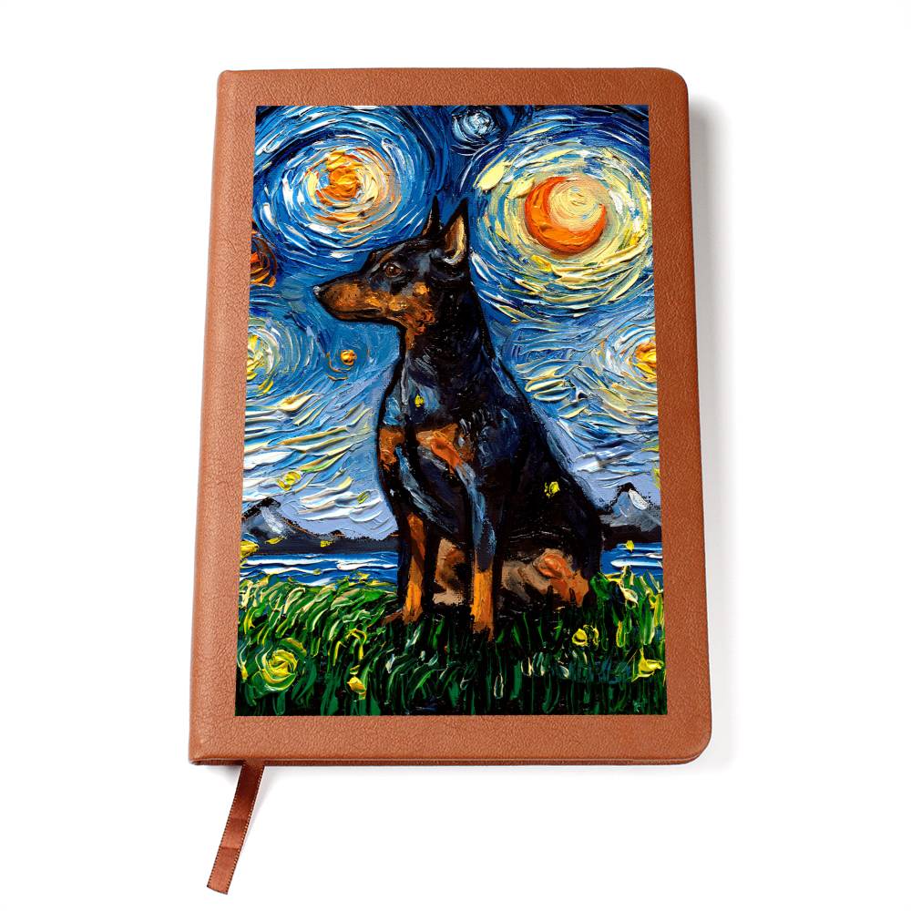 Miniature Pinscher Starry Night Leather Journal