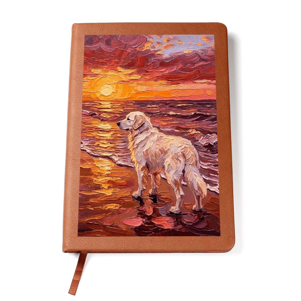 Beach Day - Great Pyrenees Leather Journal