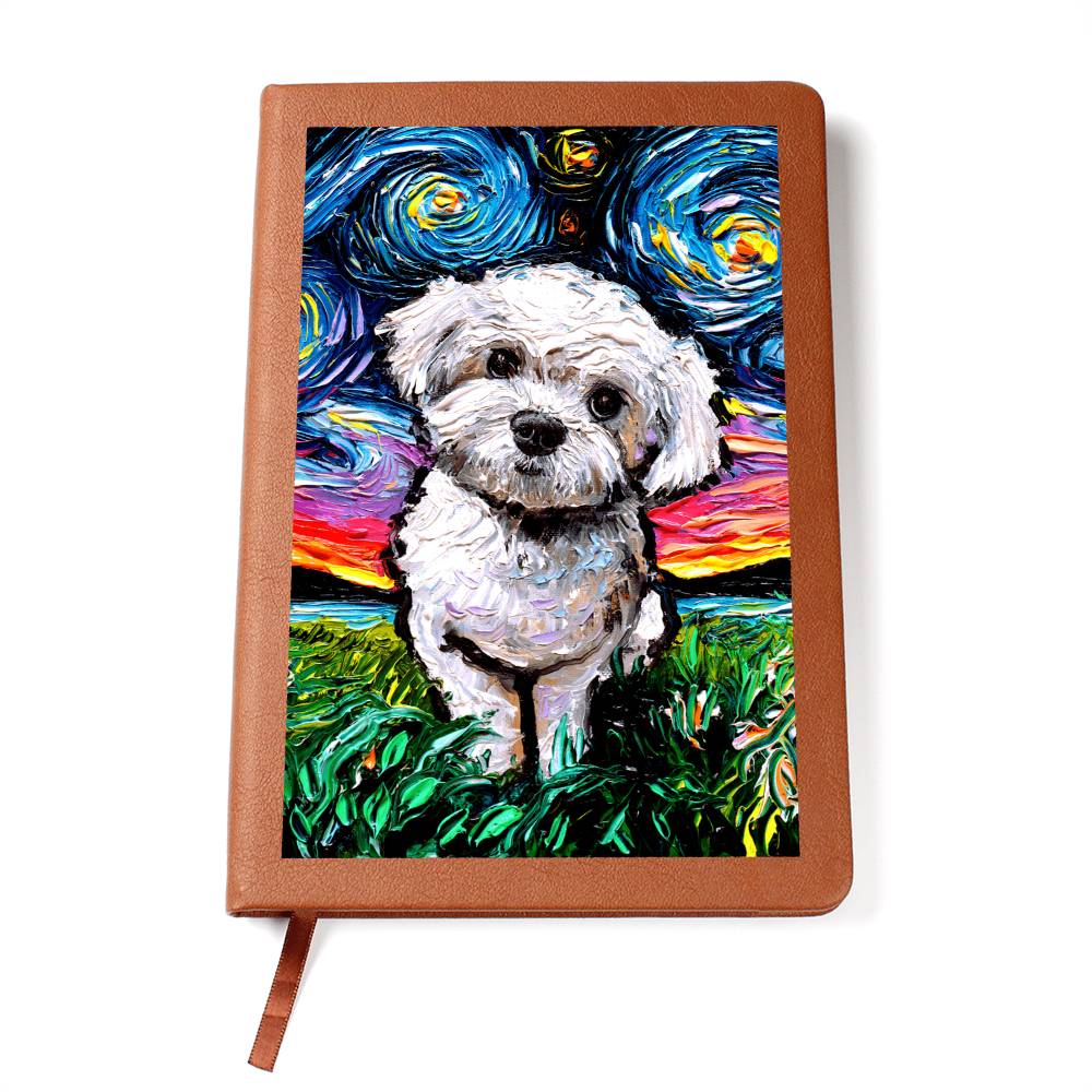 Maltipoo Starry Night Leather Journal
