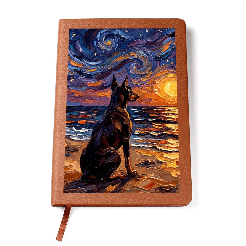 Beach night - Doberman Leather Journal