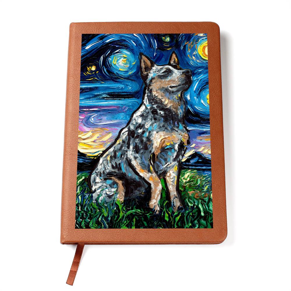 Blue Heeler Starry Night Leather Journal