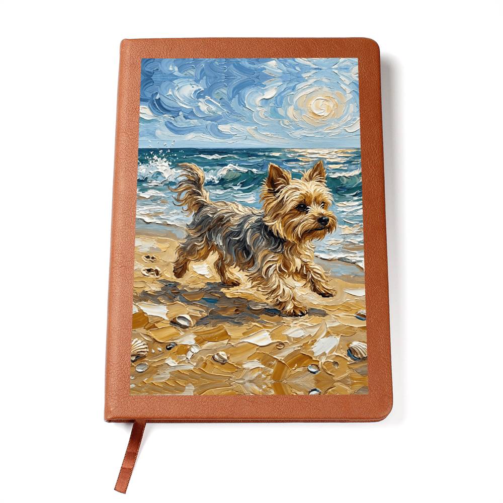 Beach Days - Yorkie Leather Journal