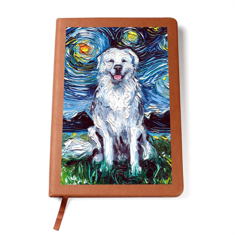 Great Pyrenees Starry Night Leather Journal