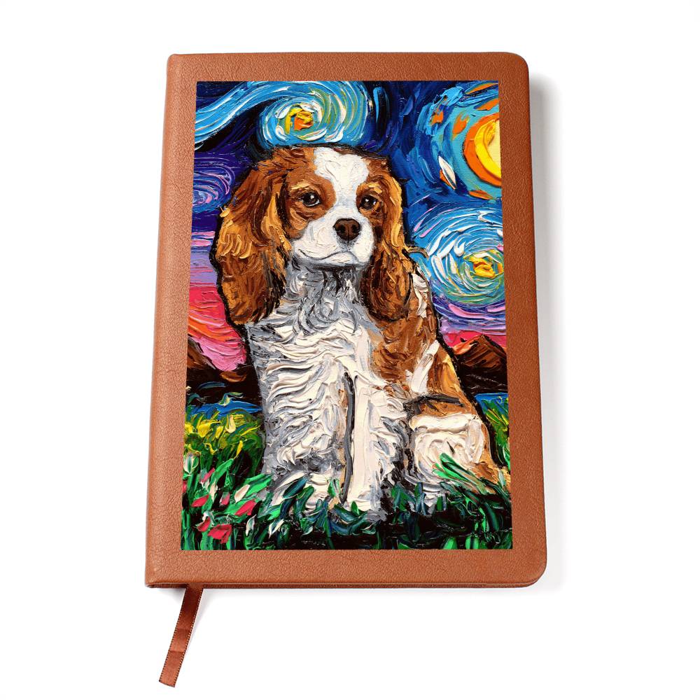 Blenheim Spaniel Starry Night Leather Journal
