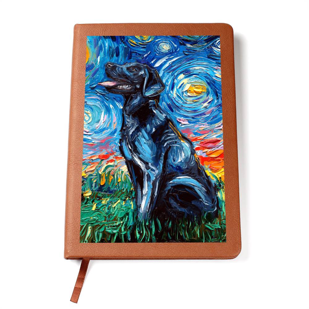 Black Labrador Starry Night Leather Journal