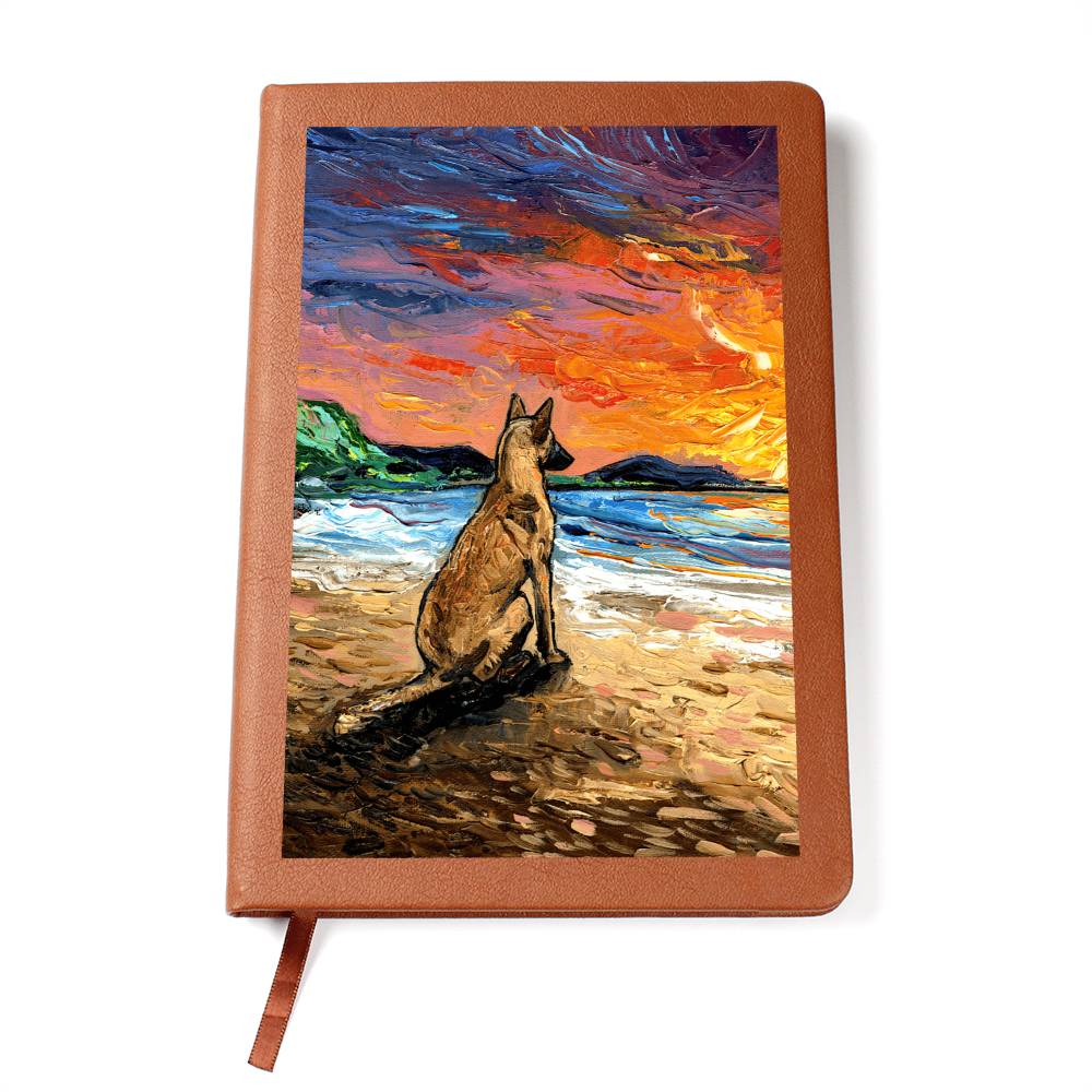 Belgian Malinois Starry Night Leather Journal