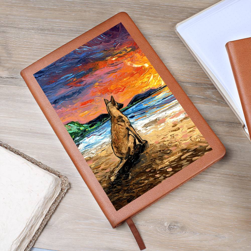 Belgian Malinois Starry Night Leather Journal