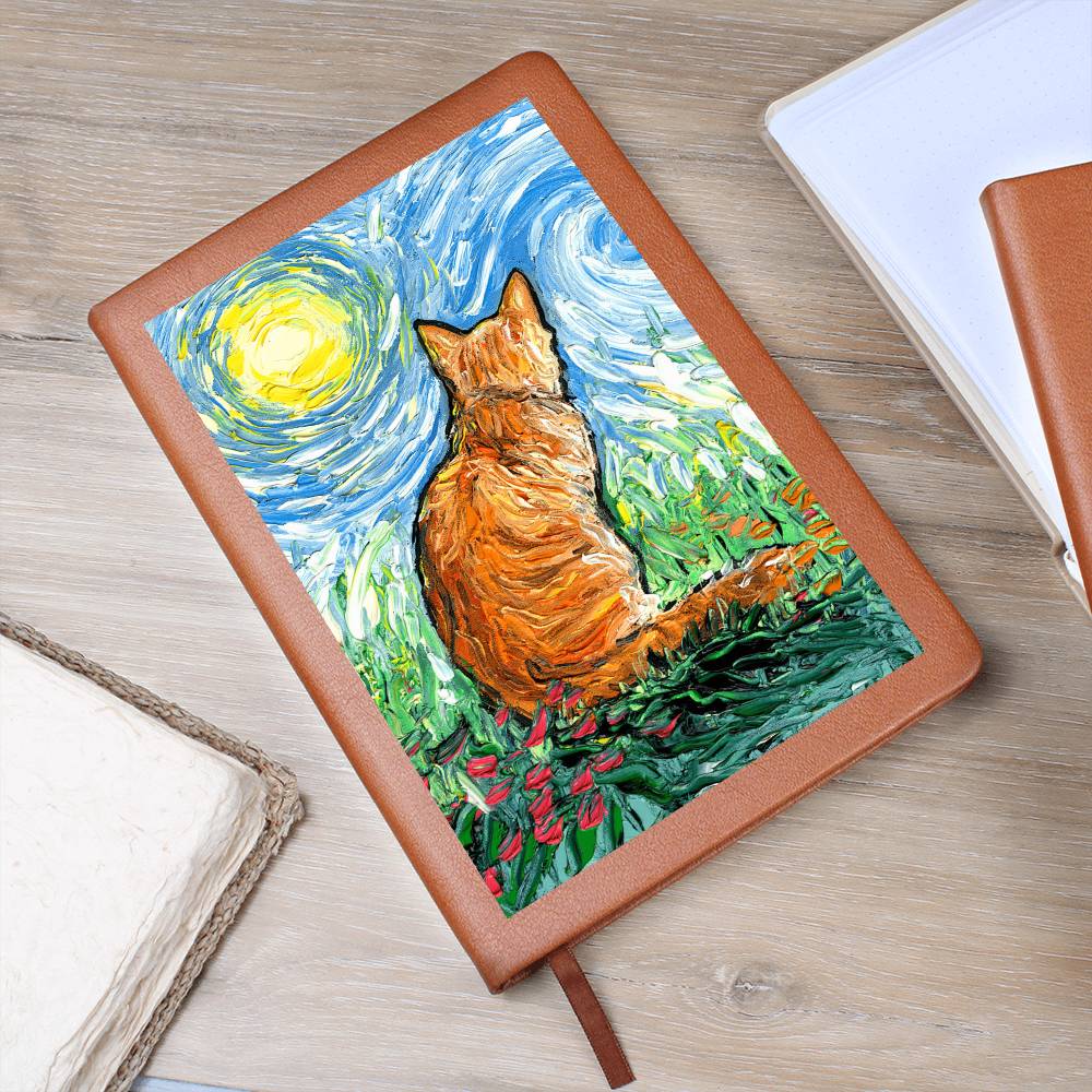 Orange Tabby Spring Morning Leather Journal