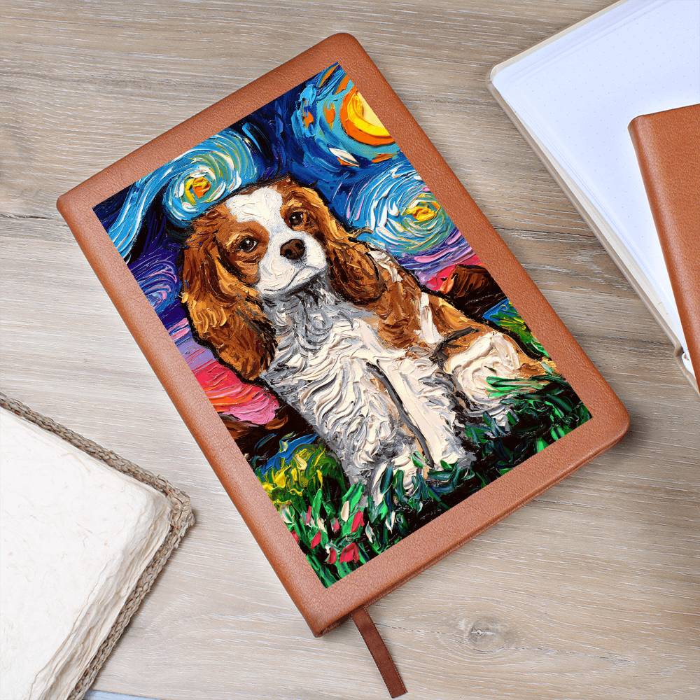 Blenheim Spaniel Starry Night Leather Journal