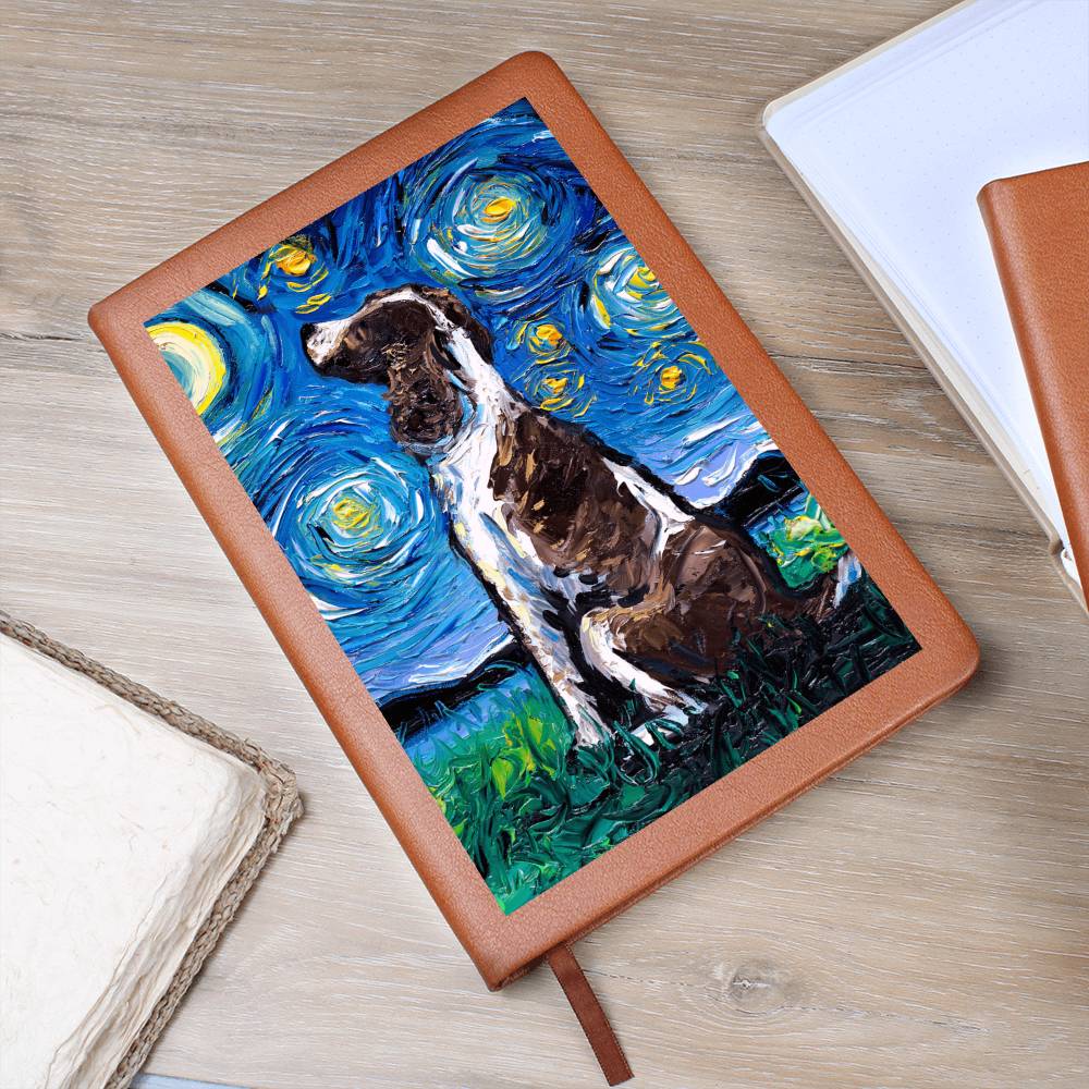 English Springer Spaniel Starry Night Leather Journal